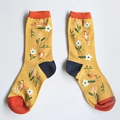 【 Hello Studio 你好工作室 】暖黃花卉｜插畫棉襪