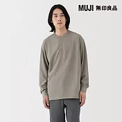 【MUJI 無印良品】男速乾鬆餅紋亨利領長袖T恤 S 灰銀