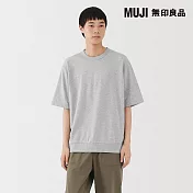 【MUJI 無印良品】男輕量裏毛圓領五分袖T恤 S 灰色