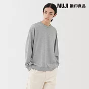【MUJI 無印良品】男輕量裏毛圓領長袖T恤 S 灰色