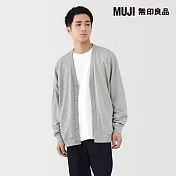 【MUJI 無印良品】男輕量裏毛V領開襟衫 S 灰色