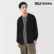 【MUJI 無印良品】男輕量裏毛V領開襟衫 S 黑色