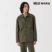 【MUJI 無印良品】男縱橫彈性人字紋外套 S 深綠