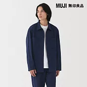 【MUJI 無印良品】男縱橫彈性人字紋外套 S 暗藍