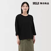 【MUJI 無印良品】女輕量裏毛七分袖套衫 S 黑色