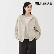 【MUJI 無印良品】女撥水加工可攜式連帽外套 XL 象牙白
