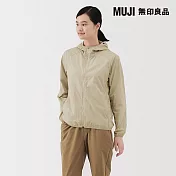 【MUJI 無印良品】女撥水加工可攜式連帽外套 M 米黃