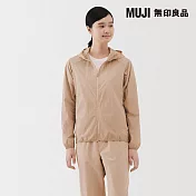 【MUJI 無印良品】女撥水加工可攜式連帽外套 M 淺粉