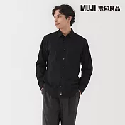 【MUJI 無印良品】男水洗平織布長袖襯衫 M 黑色