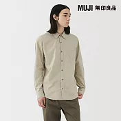 【MUJI 無印良品】男水洗平織布長袖襯衫 M 灰棕