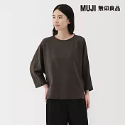 【MUJI 無印良品】女輕量裏毛七分袖套衫 M 墨灰