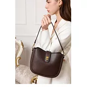 O-ni O-ni全新品精選優質頭層牛皮植鞣等級大容量實用耐久百搭馬鞍包(品質保證)(bag-6129) 咖啡色