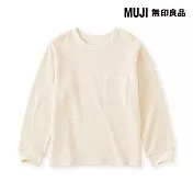 【MUJI 無印良品】兒童鬆餅紋圓領長袖T恤 110 原色