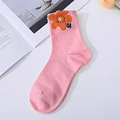 【AnZa】印花學生襪AB襪中筒襪短襪 花朵襪(粉色)