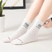 【AnZa】印花學生襪AB襪中筒襪短襪 大眼襪(白色)