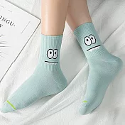 【AnZa】印花學生襪AB襪中筒襪短襪 大眼襪(水綠)