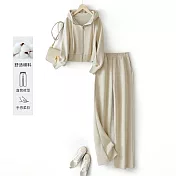 【MsMore】 連帽外套長褲套裝雅致簡約2件式# 125986 M 米杏色