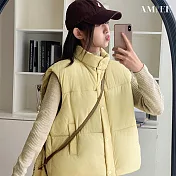 【AMIEE】寬鬆馬夾羽絨棉服背心(KDCQ-A01) M 黃色