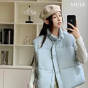 【AMIEE】寬鬆馬夾羽絨棉服背心(KDCQ-A01) M 藍色