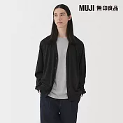【MUJI 無印良品】男天竺V領開襟衫 S 黑色