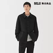 【MUJI 無印良品】男吉貝木棉混厚織斜紋外套 S 黑色