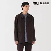 【MUJI 無印良品】男吉貝木棉混厚織斜紋外套 S 深棕