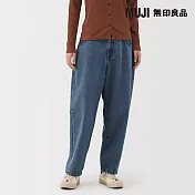 【MUJI 無印良品】女吉貝木棉混丹寧繭型褲 M 淺藍