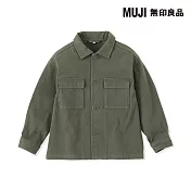 【MUJI 無印良品】兒童縱橫彈性人字紋外套 110 深綠