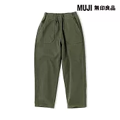 【MUJI 無印良品】兒童縱橫彈性人字紋工作褲 110 深綠