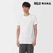 【MUJI 無印良品】男無側縫圓領短袖T恤/2入 S 白色