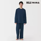 【MUJI 無印良品】男柔滑長袖家居睡衣 XL 暗藍