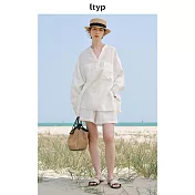 ltyp旅途原品 法國進口100%亞麻文藝小衫 M L  M 月牙白