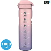 ION8 Extra Large 運動休閒水壺 I8RF1000 收納扣環 1000ml (運動水壺 彈蓋) 漸層粉