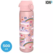 ION8 Medium 運動休閒水壺 I8RF500 圖案款 / 收納扣環 500ml (運動水壺 彈蓋) 玫瑰粉