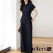 【Lockers 木櫃】減齡襯衫闊腿褲兩件套 L114082704 圖片色M