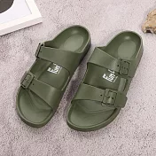 Fun Plus+ 輕量雙排扣室外拖鞋  軍綠27