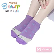 【Morino摩力諾】台製除臭襪_日韓風手繪造型船襪-北極熊 紫色