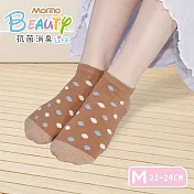 【Morino摩力諾】台製除臭襪_日韓風手繪造型船襪-彩點 咖啡色