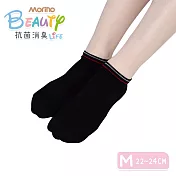 【Morino摩力諾】台製除臭襪_日韓風手繪造型船襪-經典條 黑色