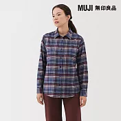 【MUJI 無印良品】女雙面起毛法蘭絨標準領長袖襯衫 M 藍格紋