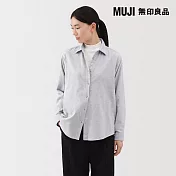 【MUJI 無印良品】女雙面起毛法蘭絨標準領長袖襯衫 M 淺灰