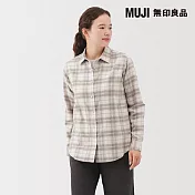 【MUJI 無印良品】女雙面起毛法蘭絨標準領長袖襯衫 XL 柔白格紋