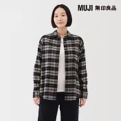 【MUJI 無印良品】女雙面起毛法蘭絨標準領長袖襯衫 M 灰白格紋