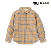 【MUJI 無印良品】兒童雙面起毛法蘭絨標準領長袖襯衫 110 芥黃格紋