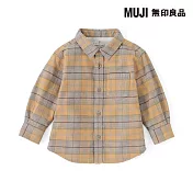【MUJI 無印良品】幼兒雙面起毛法蘭絨標準領長袖襯衫 80 芥黃格紋