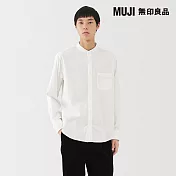 【MUJI 無印良品】男雙面起毛法蘭絨立領長袖襯衫 M 柔白