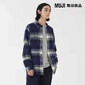 【MUJI 無印良品】男雙面起毛法蘭絨襯衫式外套 M 藍格紋