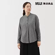 【MUJI 無印良品】女雙面起毛法蘭絨立領長袖套衫 M 黑格紋