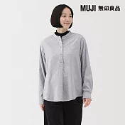 【MUJI 無印良品】女雙面起毛法蘭絨立領長袖套衫 M 淺灰