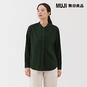 【MUJI 無印良品】女雙面起毛法蘭絨立領長袖套衫 M 深綠
